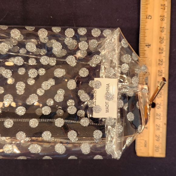 Clear/Silver Polka Dot Makeup Bag Set - Picture 7 of 11